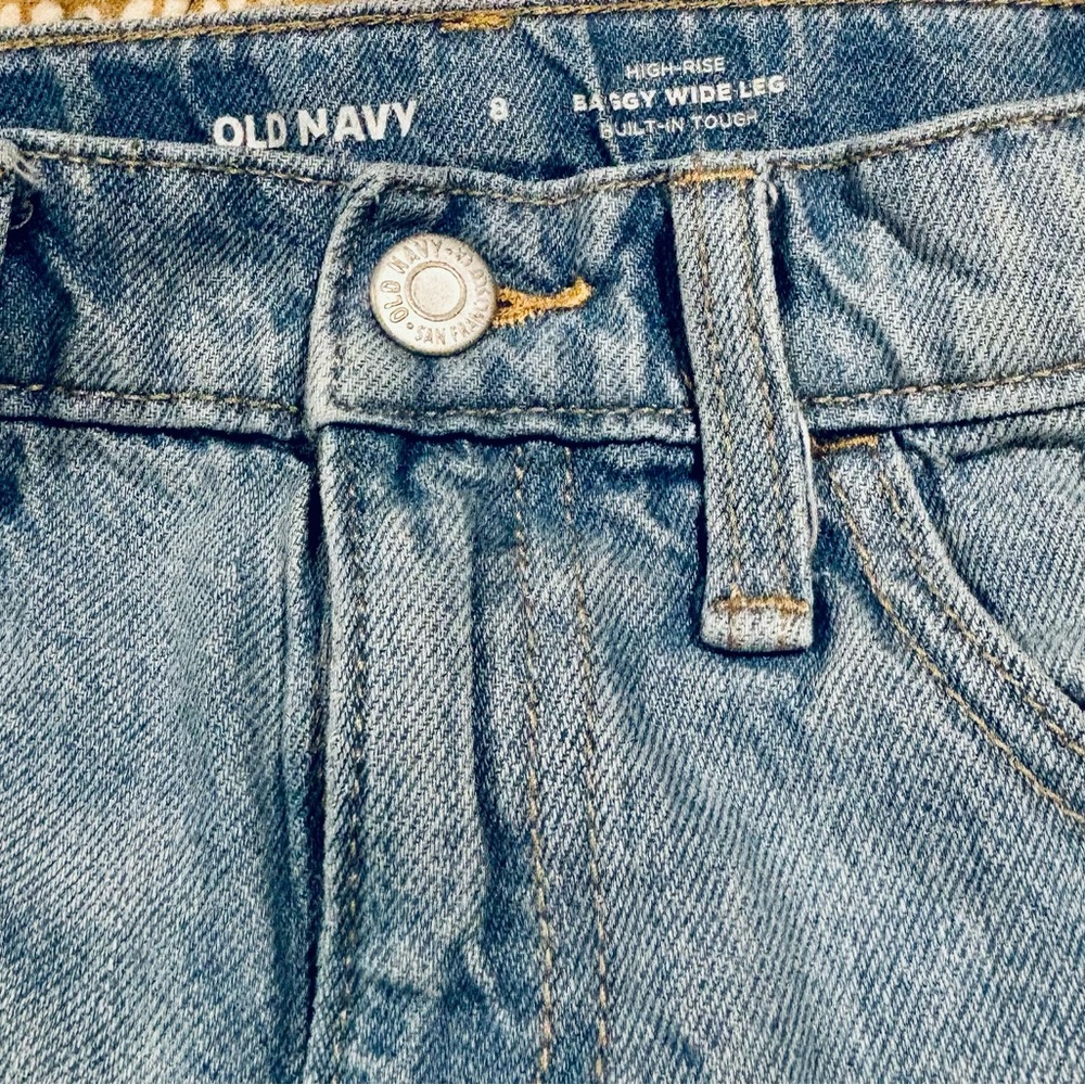 Old Navy Light Blue Wide Leg Distressed Jeans-Girls - Picture 6 of 8